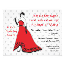 Classic Senorita in Red Custom Invitations