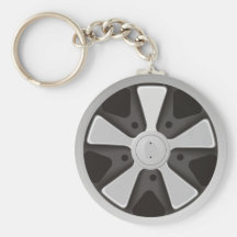 Classic sports car racing wheel used on 911 keychain