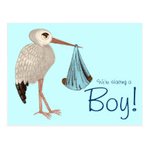 Classic Stork (Blue) 2 (Baby Shower) Postcard