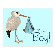 Classic Stork (Blue) 2 (Baby Shower) Postcards
