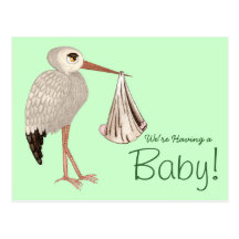 Classic Stork (Neutral) 1 (Baby Shower) Postcard