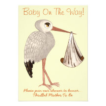 Classic Stork (Neutral) 2 (Baby Shower) Personalised Invite