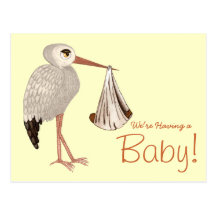 Classic Stork (Neutral) 2 (Baby Shower) Post Cards