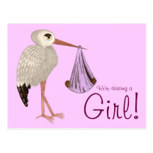 Classic Stork (Pink) 2 (Baby Shower) Post Card