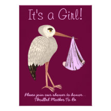 Classic Stork (Pink) (Baby Shower) Announcements