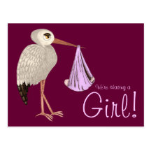 Classic Stork (Pink) (Baby Shower) Postcards