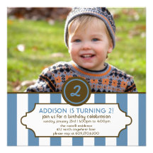 Classic Stripe (Steel Blue) | Birthday Invitation