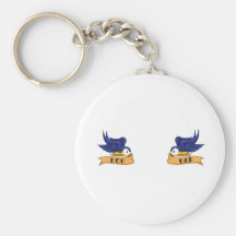 Classic Swallows With "Mum" and "Dad" Banners Keychains