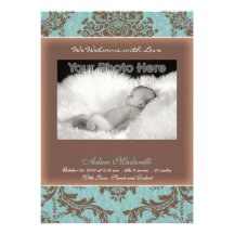 Classic vintage blue baby announcement