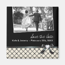 Classy Black and White Save the Date Fridge Magnets