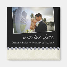 Classy Black and White Save the Date Magnets