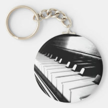 Classy Black & White Piano Photography Keychains