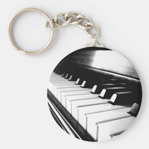 Classy Black & White Piano Photography Keychains