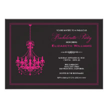 Classy Chandelier Bachelorette Invitation (pink)