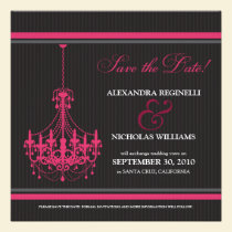 Classy Chandelier Save the Date (black/pink) invitations