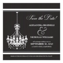 Classy Chandelier Save the Date (black/white) Custom Invitation