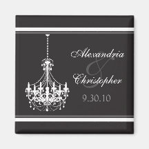 Classy Chandelier Wedding Favour Magnet (white)