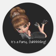 Classy Diva Party Favour Envelope Seal Diva Round Sticker
