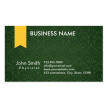 Classy Green Damask Physicist Business Card