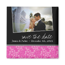 Classy Hot Pink Save the Date Magnet