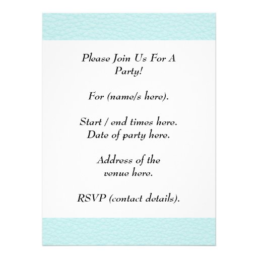Classy Light Turquoise Printed Pattern. Invitation