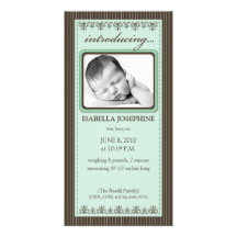 Classy Mint Green Customised Birth Announcement Picture Card