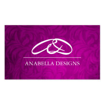 Classy Monogram Damask Business Card