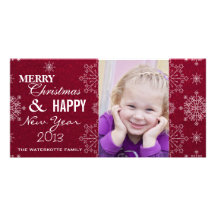 Classy Snowflake Christmas & New Years Photo Cards