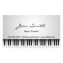 Classy White Piano Music Teacher Business Card