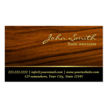 Classy Woodgrain Swim Instructor Business Card