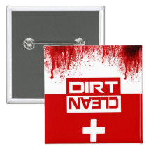 Clean and Dirt Zombie Dishwasher Pinback Buttons