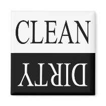 Clean dirty-Black dishwasher magnet