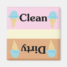 Clean-Dirty Ice Cream Dishwasher Fridge Magnets
