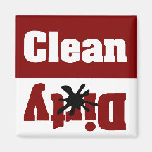 clean dirty red dishwasher magnet