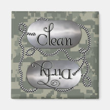 Clean N Dirty Dog Tags 3 (Dishwasher Magnet)