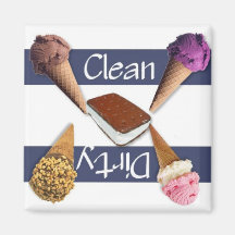 Clean or Dirty Ice Cream 3 Dishwasher Magnet