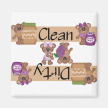 Clean or Dirty Peanut Butter and Jelly Dishwasher Refrigerator Magnets