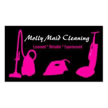 Cleaning Services Business Card Pink Black
