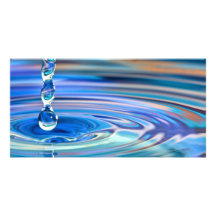 Clear Blue Water Drops Flowing Customised Photo Card