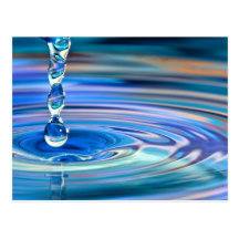 Clear Blue Water Drops Flowing Post Cards