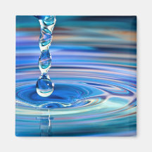 Clear Blue Water Drops Flowing Refrigerator Magnet