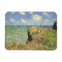 Cliff Walk Pourville, Monet, Vintage Impressionism Vinyl Magnet