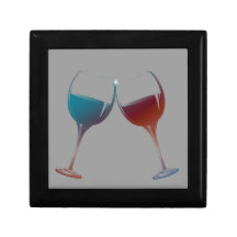 Clinking Sparkle Wine Glasses Art Keepsake Boxes