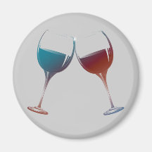 Clinking sparkle Wine Glasses art Magnet