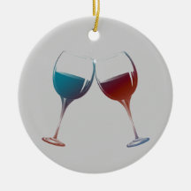 Clinking Sparkle Wine Glasses Art Christmas Ornament