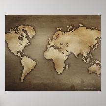 Close up of antique world map 4 posters