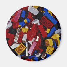 Close-up of children's building blocks refrigerator magnets