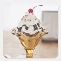 Close up of sundae with cherry on top sticker
