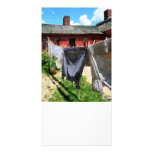 Clothing Hanging on Line Closeup Photo Card Template