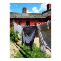 Clothing Hanging on Line Closeup Postcards